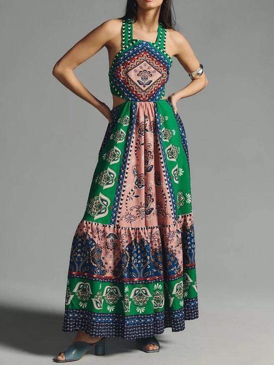 FARM Rio Dresses & Skirts - Farm Rio Cutout Halter Dress L Large NWT